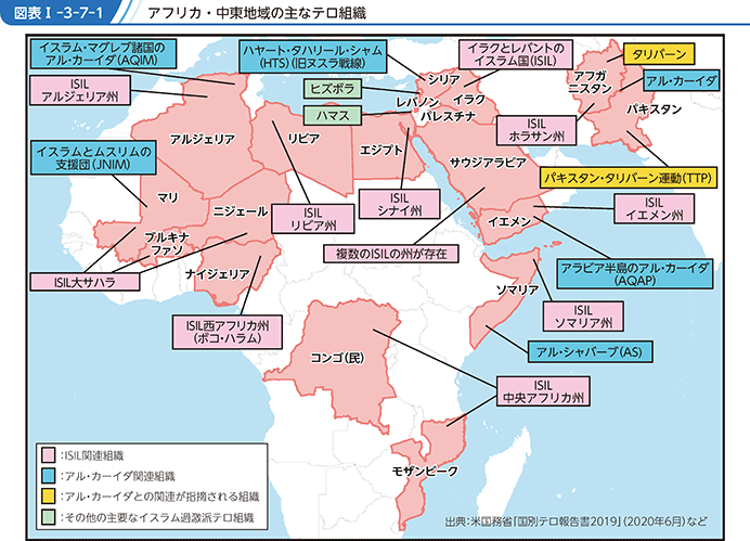 図表I-3-7-1 アフリカ・中東地域の主なテロ組織